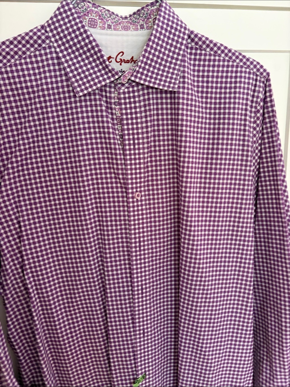 Robert Graham Purple Gingham Button-Front Dress Shirt